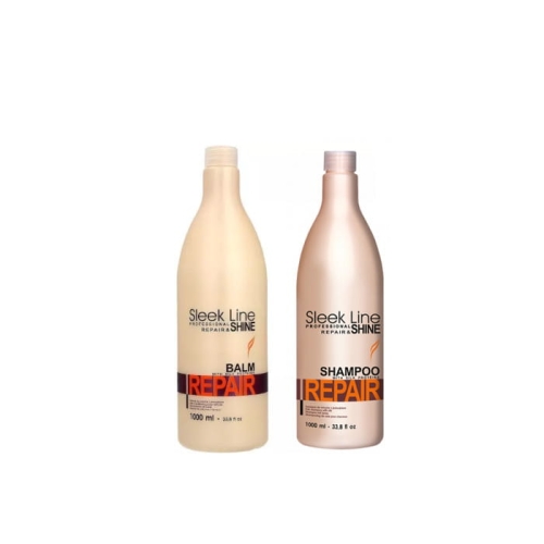 Sleek Line Repair Zestaw do włosów zniszczonych balsam+ szampon 1000ml.jpg