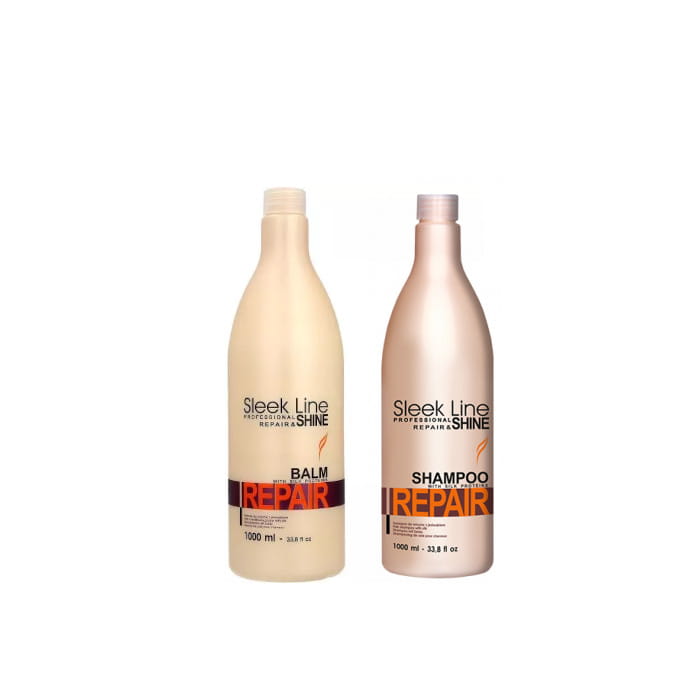 Sleek Line Repair Zestaw do włosów zniszczonych balsam+ szampon 1000ml.jpg