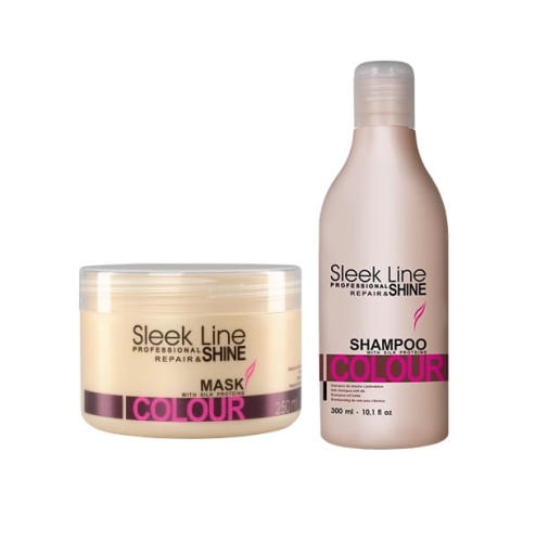 Sleek Line Color Zestaw do włosów farbowanych Szampon 300ml+ Maska 250ml.jpg