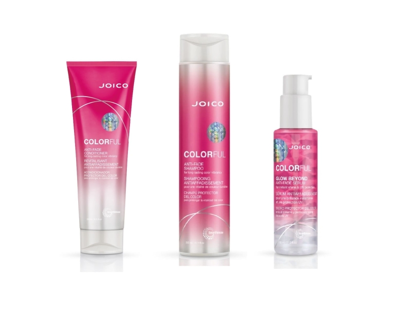 JOICO Colorful Anti Fade Zestaw włosy farbowane Odżywka szampon serum.jpg