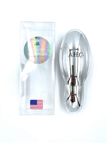 AJK Tangle Free Brush - szczotka z rączką ułatwiająca rozczesywanie włosów srebrna duża