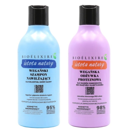 Bioelixire istota natury Zestaw szampon nawilżający 400ml odżywka proteinowa 400ml