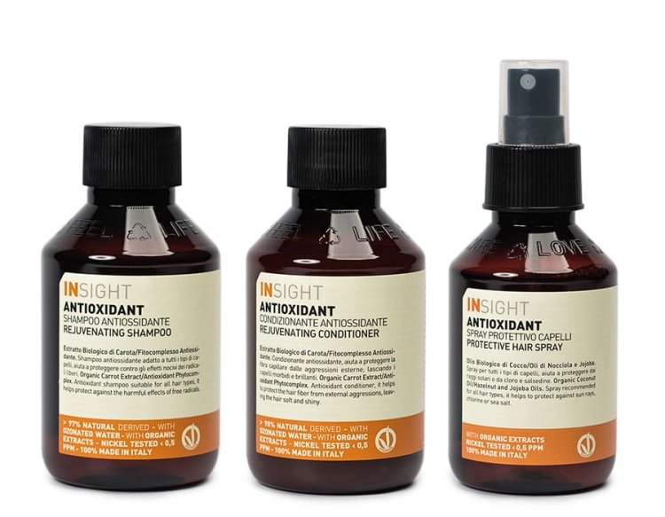 Insight Antioxidant Zestaw odmładzający do włosów szampon 100ml odżywka 100ml spray ochronny 100ml.jpg