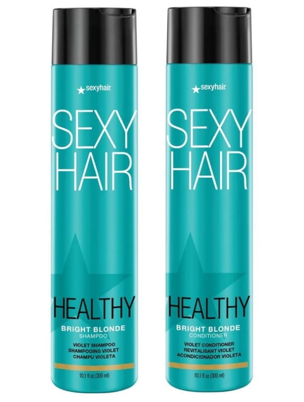 Sexy hair healthy bright blonde Zestaw do włosów blond fioletowy szampon 300ml odżywka 300ml.jpg