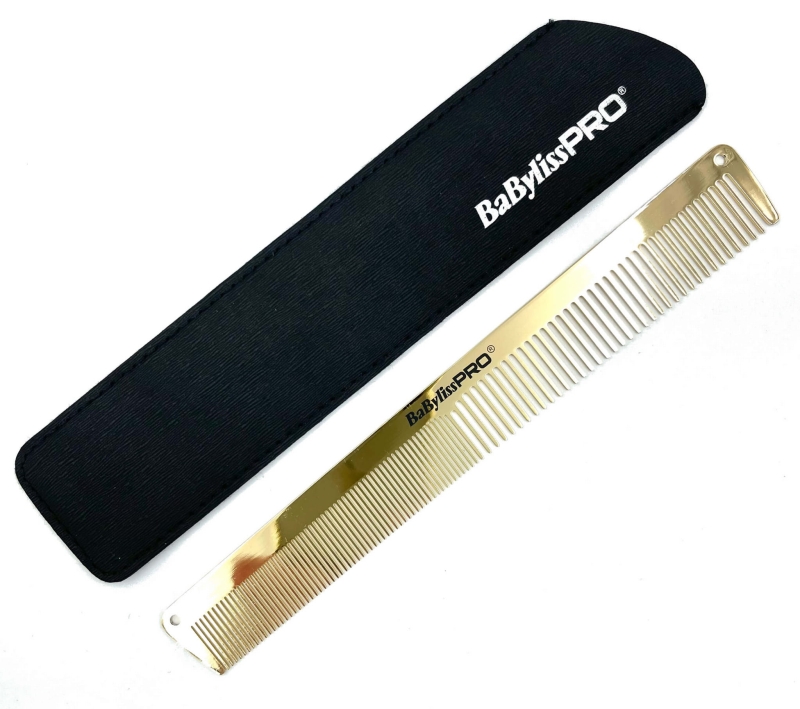 Babyliss pro gold fx Metalowy grzebień do włosów 19cm złoty M3842E