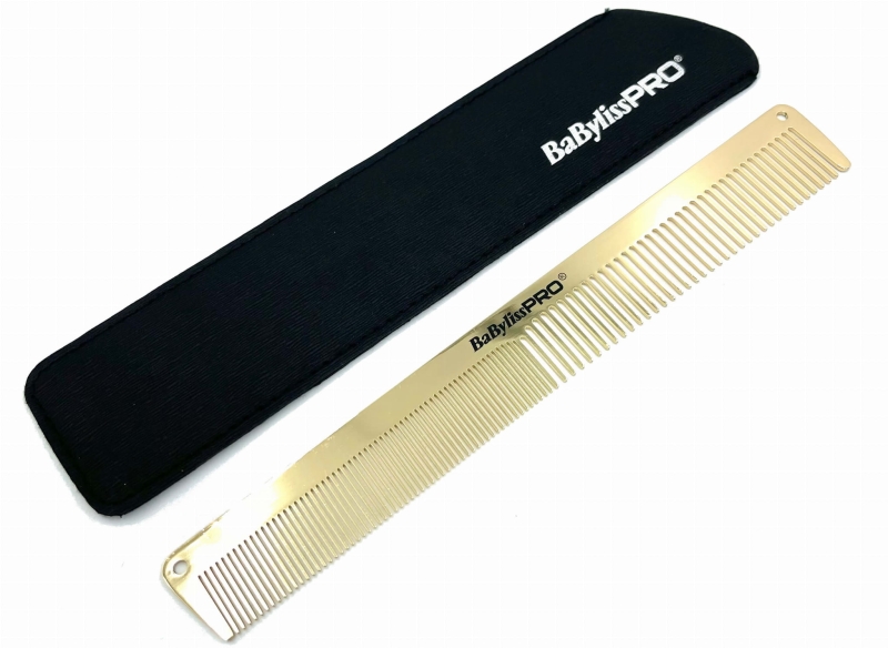 Babyliss pro gold fx Metalowy grzebień do włosów 19cm złoty M3842E