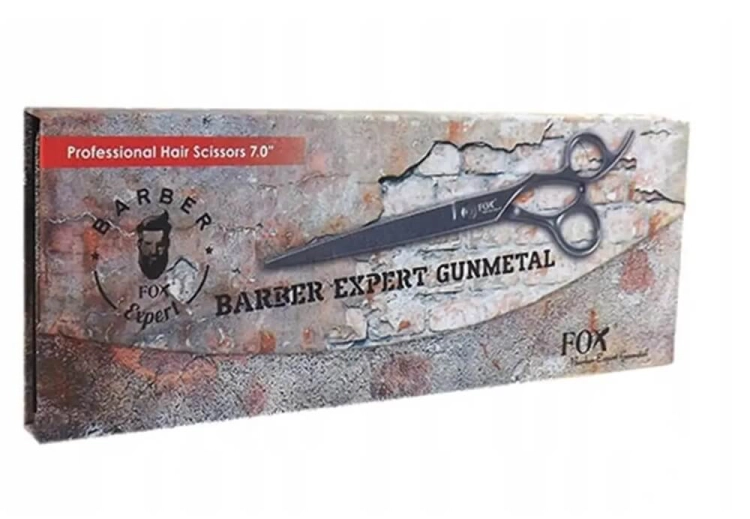 Fox barber expert gunmetal Nożyczki do strzyżenia włosów brody i wąsów czarne 7"