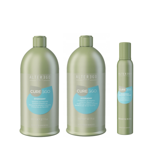 Alter ego cureego hydraday Duży zestaw nawilżający do włosów Szampon 950ml Odżywka 950ml Pianka 200ml.png