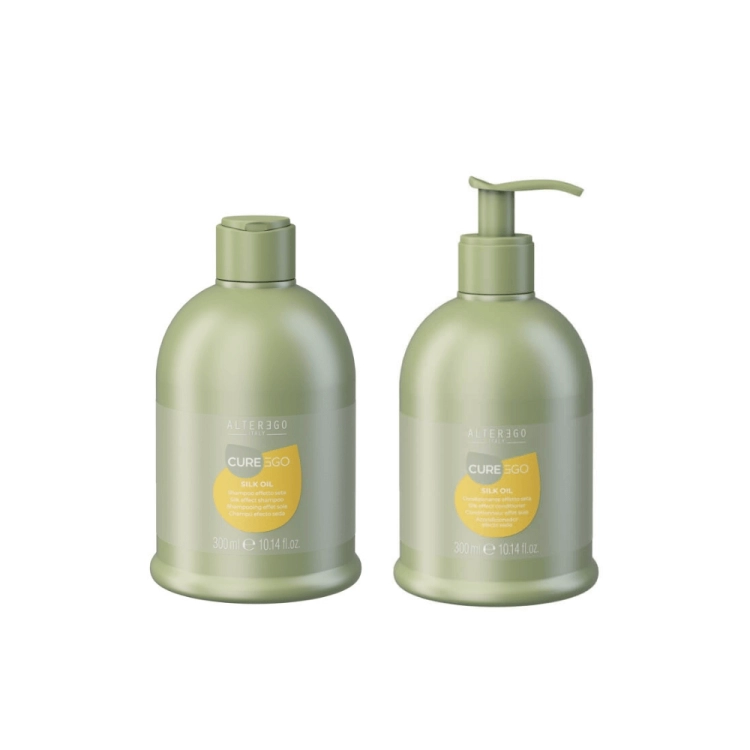 Alter ego cureego silk oil Zestaw wygładzający do włosów Szampon 300ml Odżywka 300ml.png