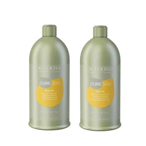 Alter ego cureego silk oil Zestaw wygładzający do włosów Szampon 950ml Odżywka 950ml.png