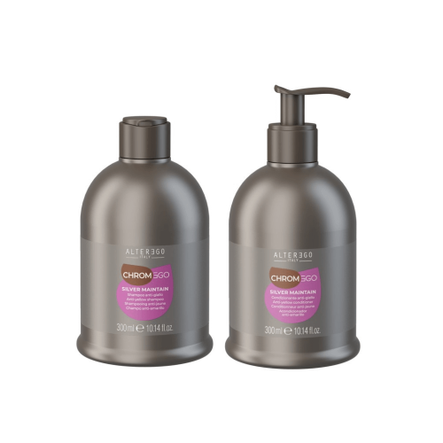 Alter ego chromego silver Zestaw neutralizujący żółte tony do włosów blond Szampon 300ml Odżywka 300ml.png