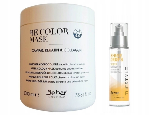 Be hair Zestaw do włosów farbowanych Maska 1000ml serum nabłyszczające 50ml (1).jpg