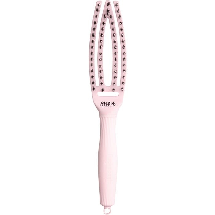 Olivia Garden fingerbrush Szczotka do włosów dzik i nylon pastelowy róż s