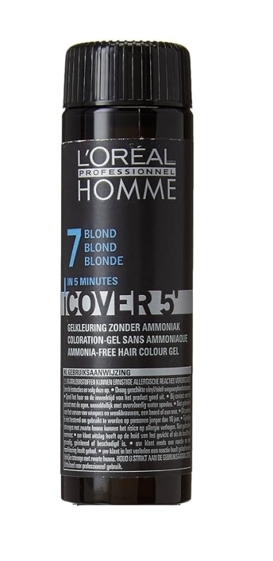 Loreal homme cover 5' Żel do koloryzacji włosów dla mężczyzn 7 blond 3x50ml