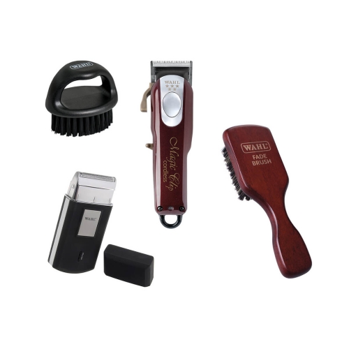 Wahl Moser zestaw maszynka cordless magic clip golarka mobile shaver i 2 szczotki fade brush