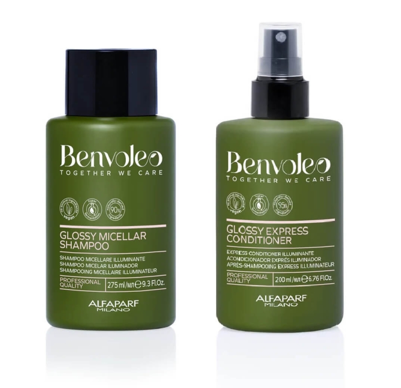 Alfaparf benvoleo glossy Zestaw nabłyszczający do włosów szampon 275ml odżywka 200ml