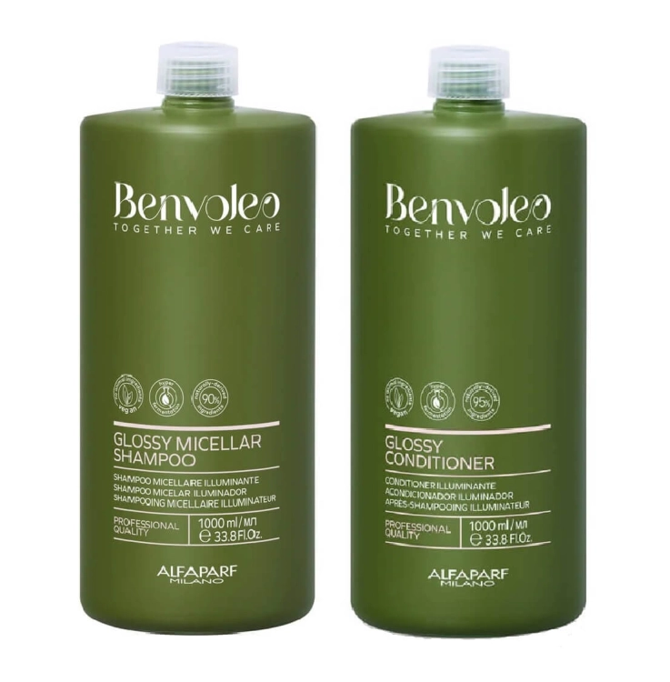Alfaparf benvoleo glossy Zestaw nabłyszczający do włosów szampon i odżywka 2x1000ml