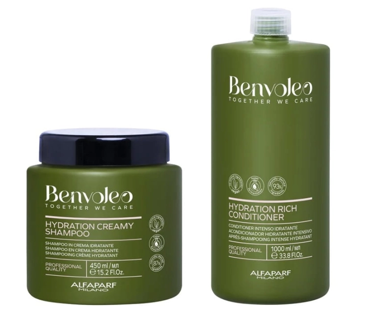Alfaparf benvoleo hydration Zestaw nawilżający do włosów suchych szampon 450ml odżywka 1000ml