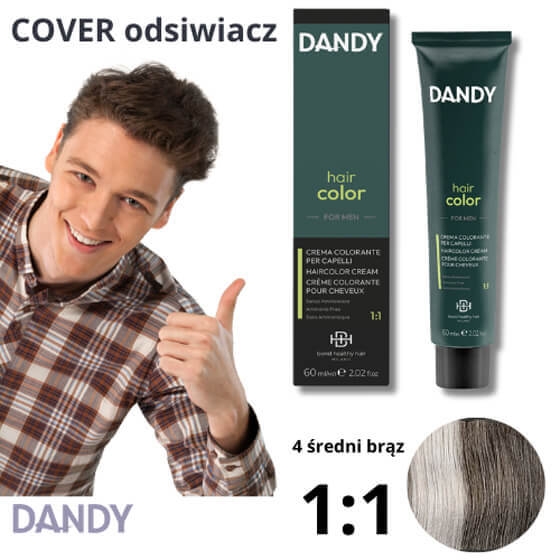 Dandy Farba do włosów dla mężczyzn bez amoniaku 4 średni brąz 60ml