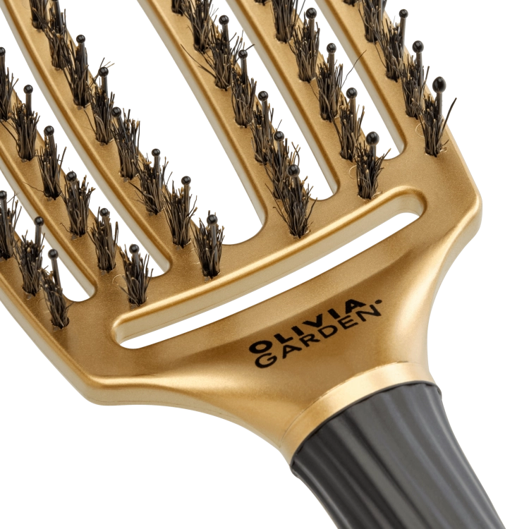 Olivia Garden finger brush trinity gold Szczotka do włosów dzik i nylon złota