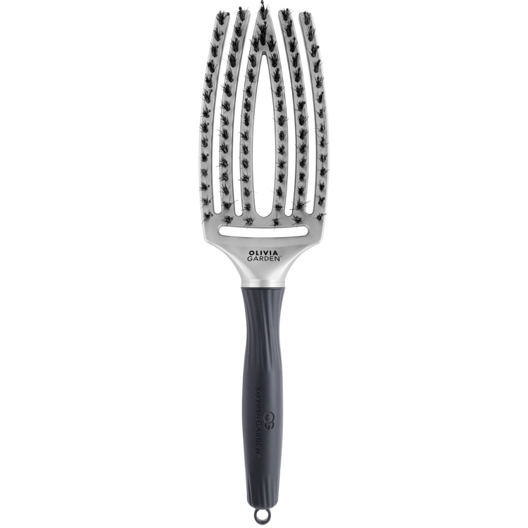 Olivia Garden finger brush trinity silver Szczotka do włosów dzik i nylon srebrna