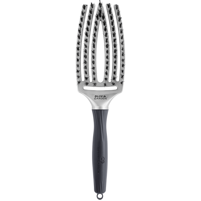 Olivia Garden finger brush trinity silver Szczotka do włosów dzik i nylon srebrna