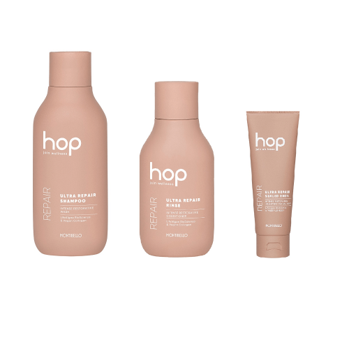 Montibello hop ultra repair Zestaw odbudowujący do włosów Szampon 300ml Odżywka 200ml Krem 75ml (1).png