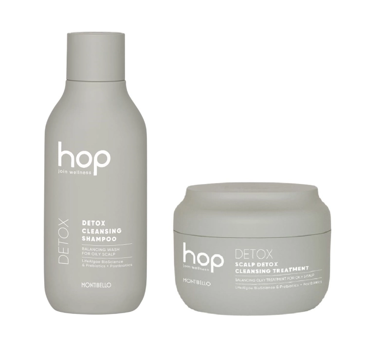 Montibello hop scalp detox Zestaw oczyszczający do skóry głowy i włosów szampon 300ml kuracja 200ml