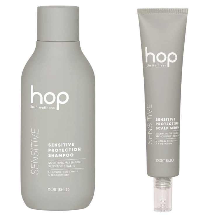 Montibello hop sensitive Zestaw łagodzący do wrażliwej skóry głowy szampon 300ml serum 75ml