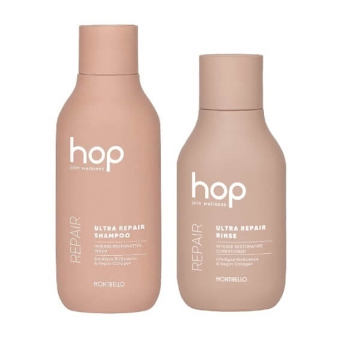 Montibello hop ultra repair Zestaw odbudowujący do włosów Szampon 300ml Odżywka 200ml.jpg