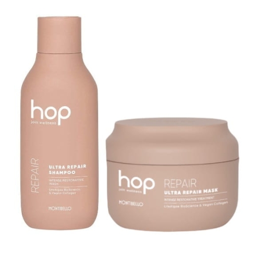Montibello hop ultra repair Zestaw odbudowujący do włosów Szampon 300ml Maska 200ml(1).jpg