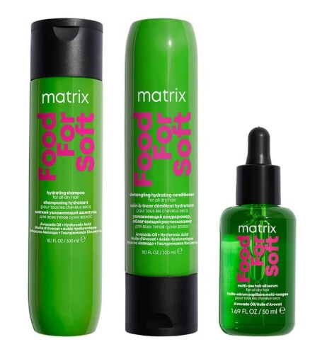 Matrix food for soft Zestaw intensywnie nawilżający do włosów szampon i odżywka 2x300ml serum 50ml