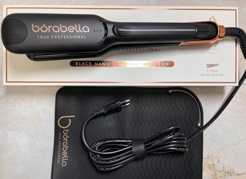 Borabella black nano titanium Prostownica tytanowa do włosów