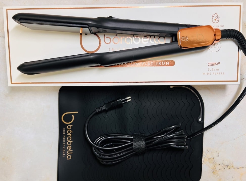 Borabella black nano titanium Prostownica tytanowa do włosów