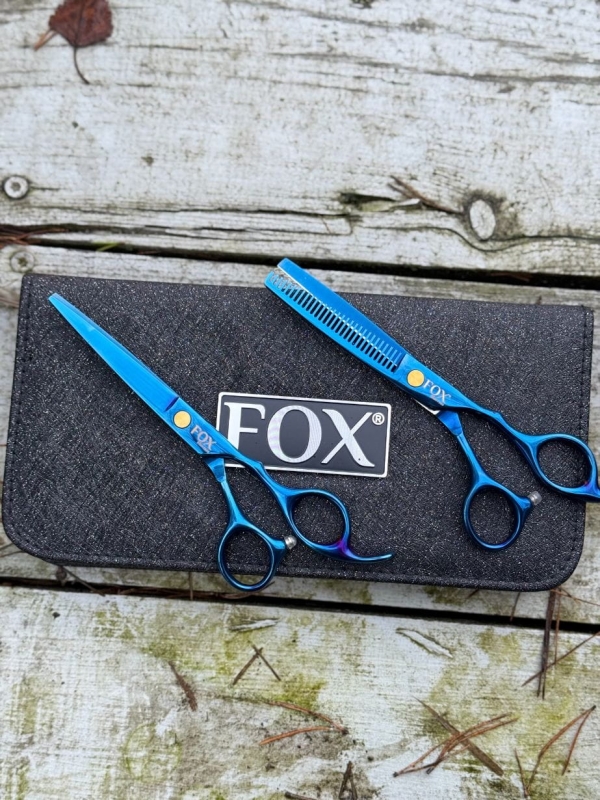 FOX Blue Rose Zestaw Nożyczki i degażówki do włosów 6'' z brokatowym etui.jpeg