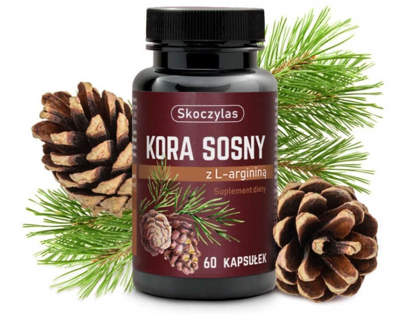 Skoczylas Kora sosny z L-argininą Suplement diety 60 kapsułek