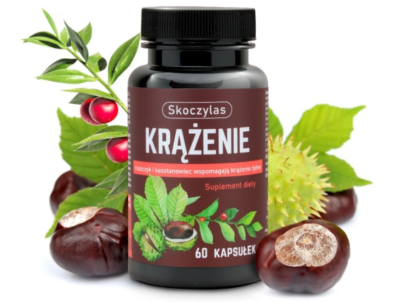 Skoczylas Krążenie, ruszczyk, diosmina, kasztanowiec Suplement diety 60 kapsułek