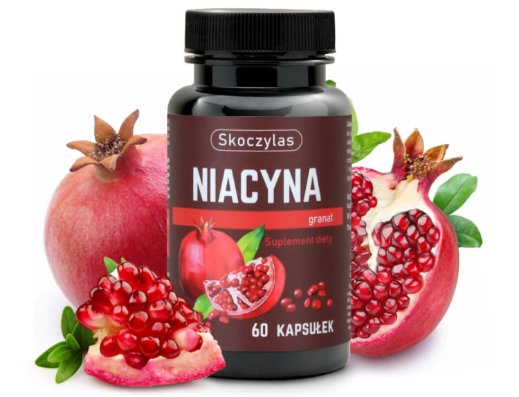 Skoczylas Niacyna z granatem Suplement diety 60 kapsułek