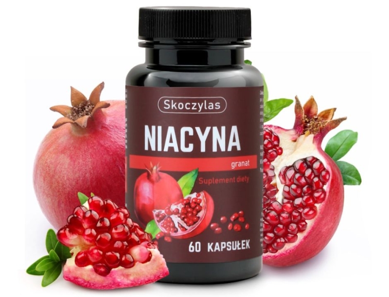 Skoczylas Niacyna z granatem Suplement diety 60 kapsułek
