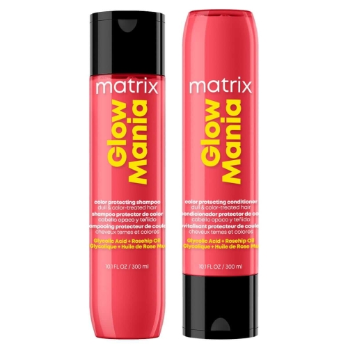 Matrix glow mania Zestaw nabłyszczający do włosów farbowanych szampon 300ml odżywka 300ml.jpg