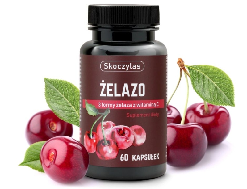 Skoczylas Żelazo 3 formy z witaminą C Suplement diety 60 kapsułek