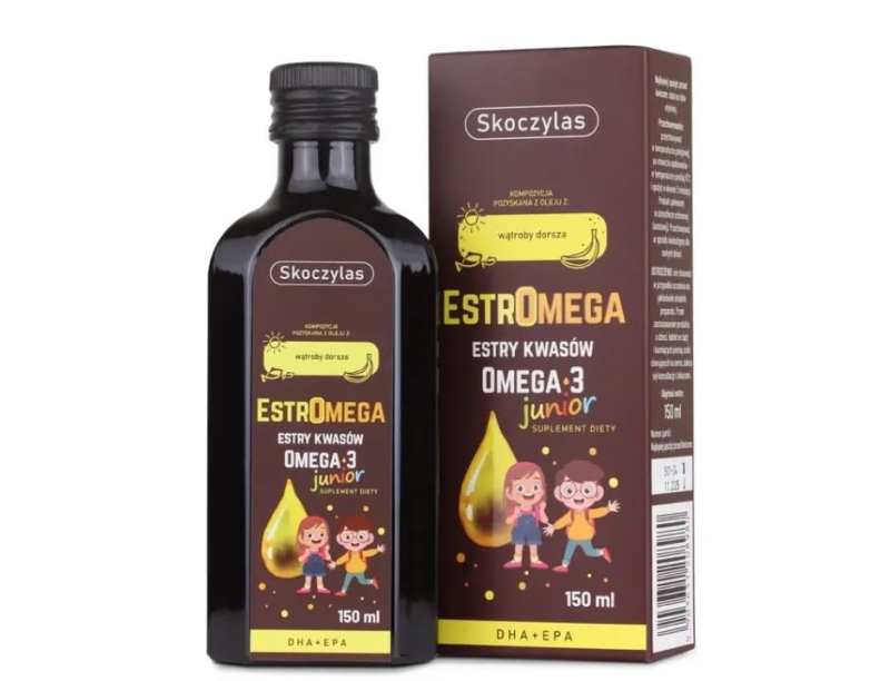Skoczylas Estromega rybie kwasy omega 3 junior Suplement diety 150ml