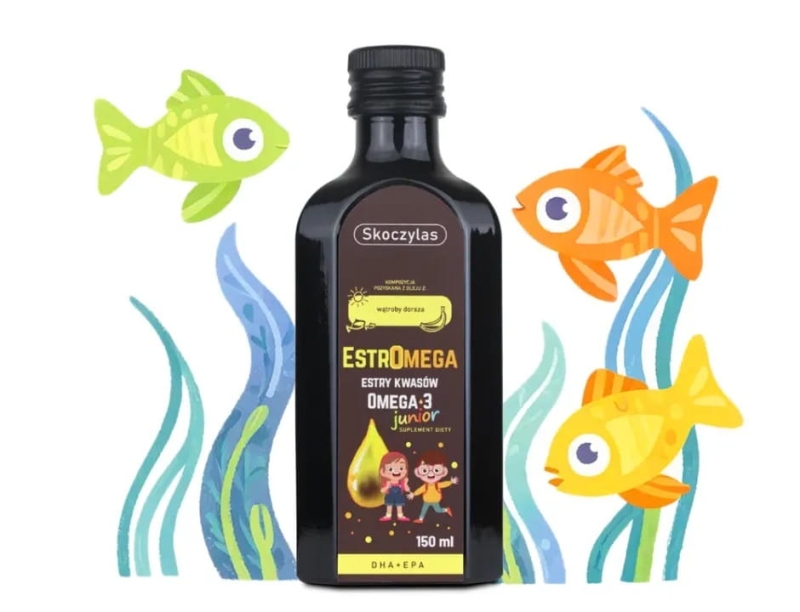 Skoczylas Estromega rybie kwasy omega 3 junior Suplement diety 150ml