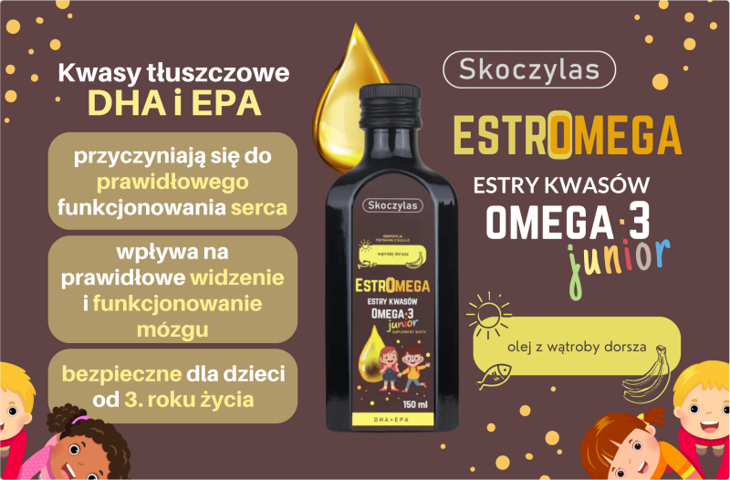 Skoczylas Estromega rybie kwasy omega 3 junior Suplement diety 150ml