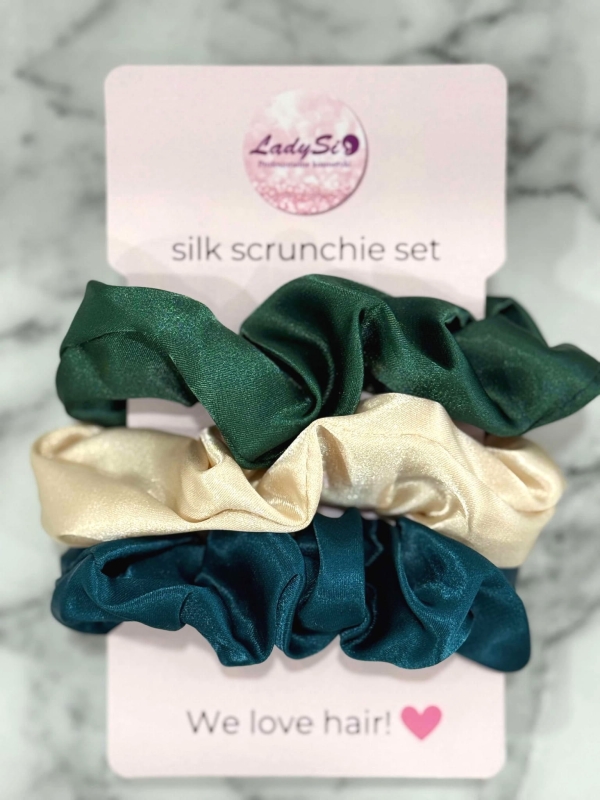 Silk scrunchie set Jedwabne gumki do włosów zestaw 3 sztuki