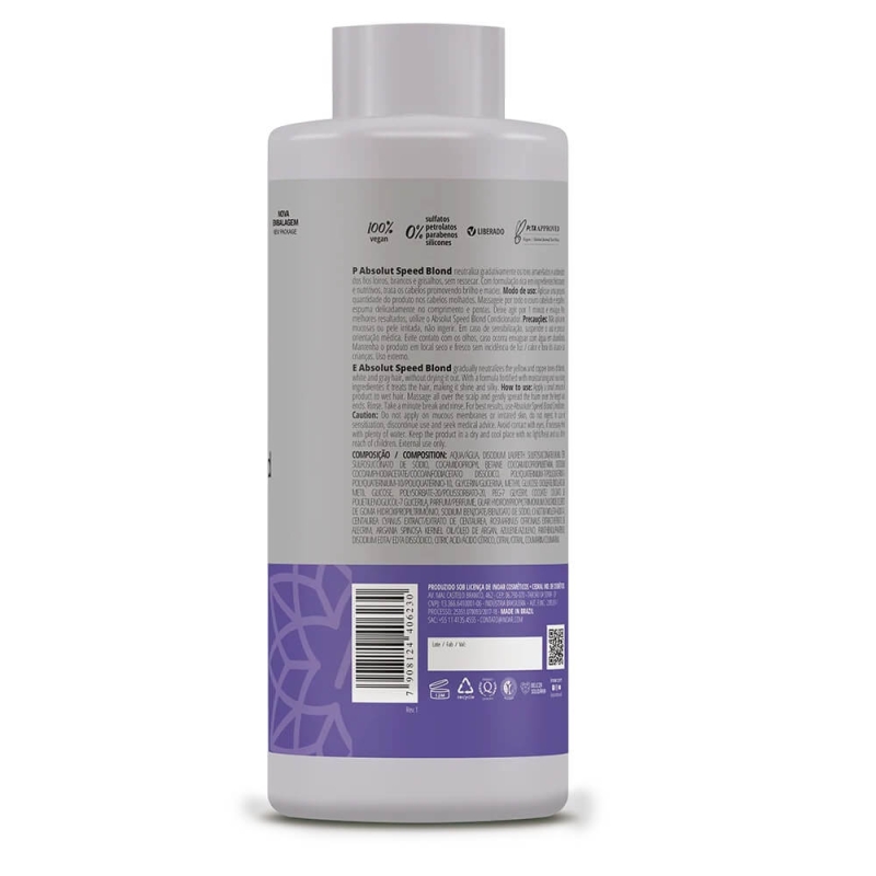 INOAR ABSOLUT Speed Blond - Szampon dla włosów blond po keratynowym prostowaniu 800ml.jpg