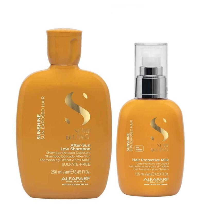 Alfaparf sdl sunshine Zestaw do włosów na słońce Szampon 250ml mleczko bez spłukiwania 125ml