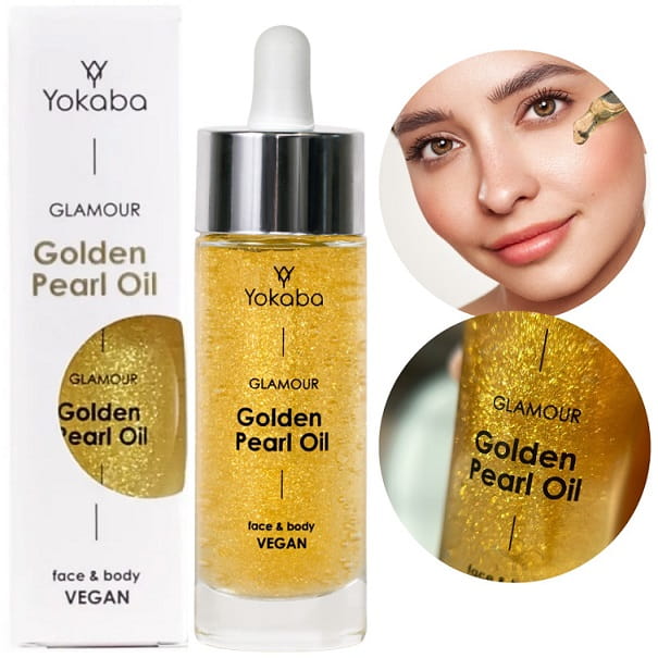 Yokaba glamour golden pearl oil face&body Olejek ze złotymi drobinkami do twarzy i ciała 30ml