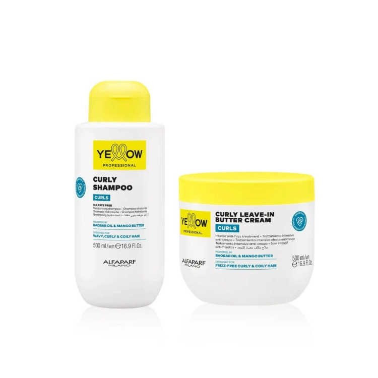 Yellow curls Zestaw do włosów kręconych Szampon 500ml + Krem pudding bez spłukiwania 500ml.jpg