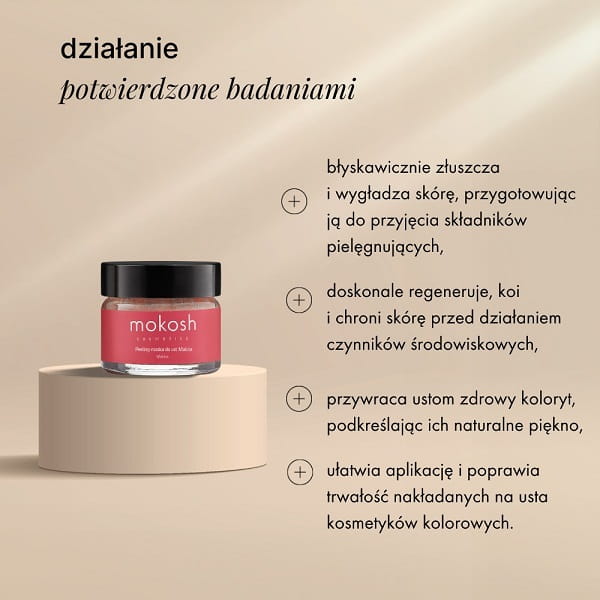 Mokosh Peeling do ust malina 15ml